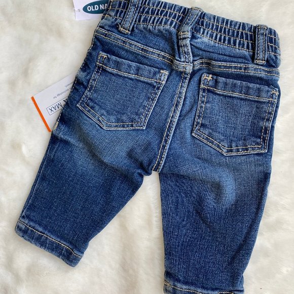 Old Navy Built-in Flex Max Skinny Blue Denim Jeans Stretch Size 0-3 Months - Picture 2 of 5